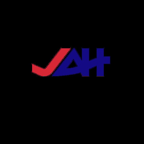 Just Ask Home Improvement logo featuring a red checkmark and blue plus sign on a black background